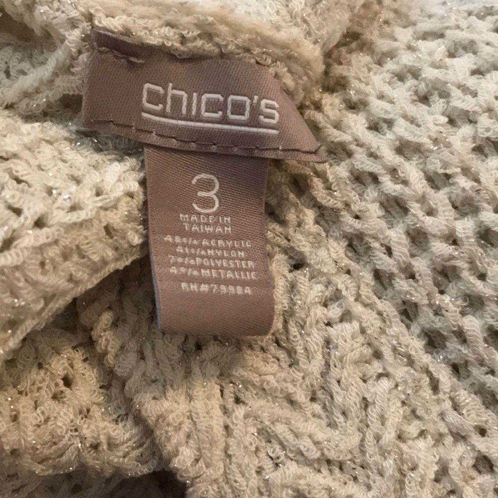Chico’s Shimmery oatmeal 3/4 sleeve sweater - Picture 5 of 6